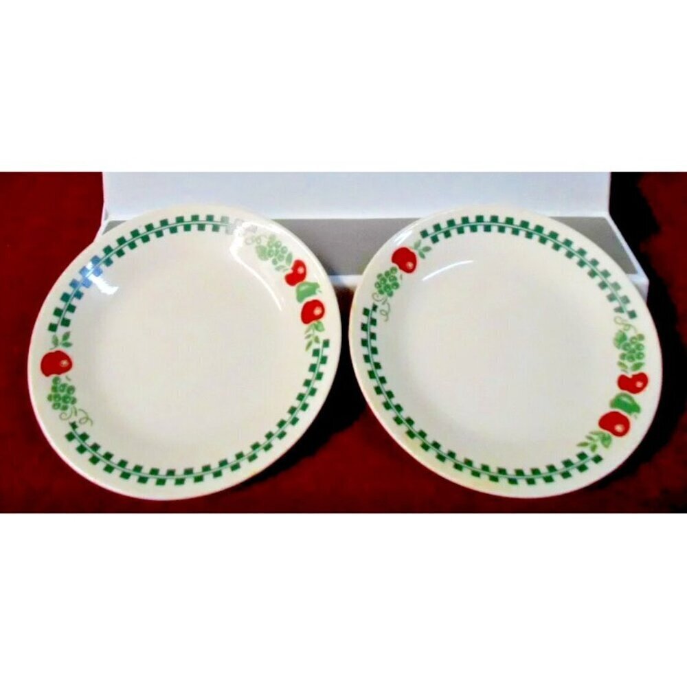 set of 2 Corelle Farm Fresh Dessert Bread Plates 6 3/4" corning Apple Fruit EUC